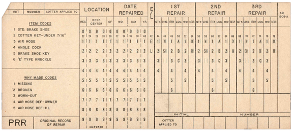 Pennsylvania Railroad - Original Record of Repair