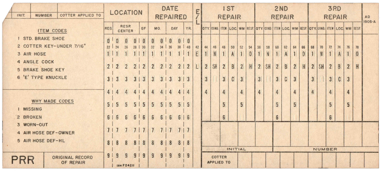 Front of an unpunched card