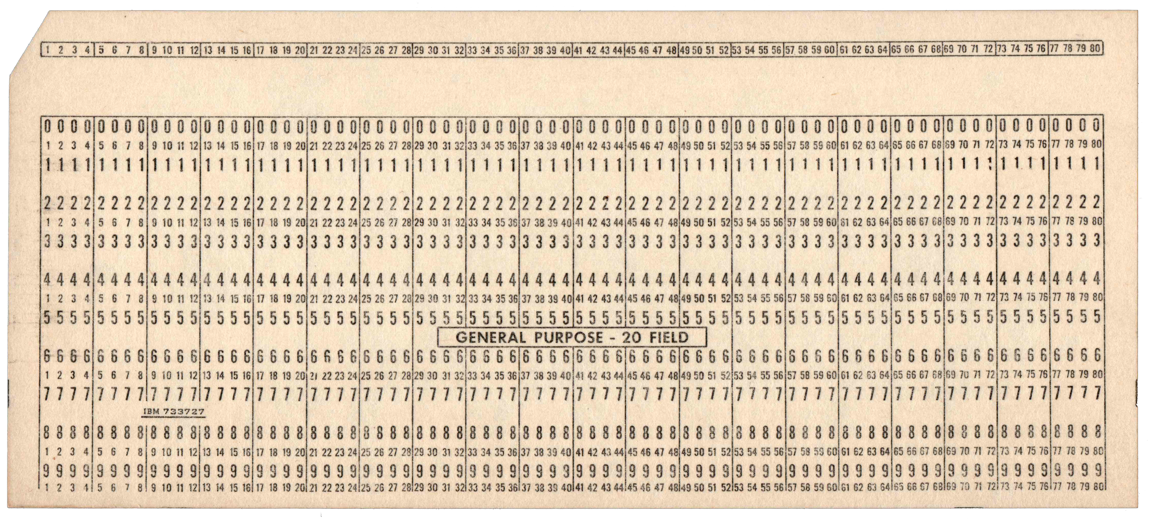 Front of an unpunched card