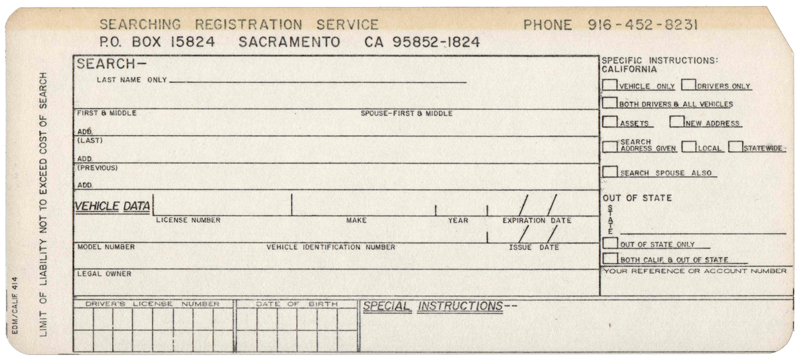 California - Searching Registration Service