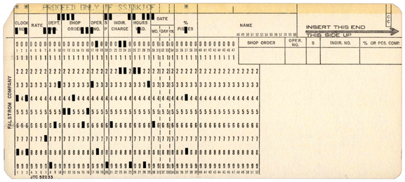 Falstrom Company - Operator Timeclock Card