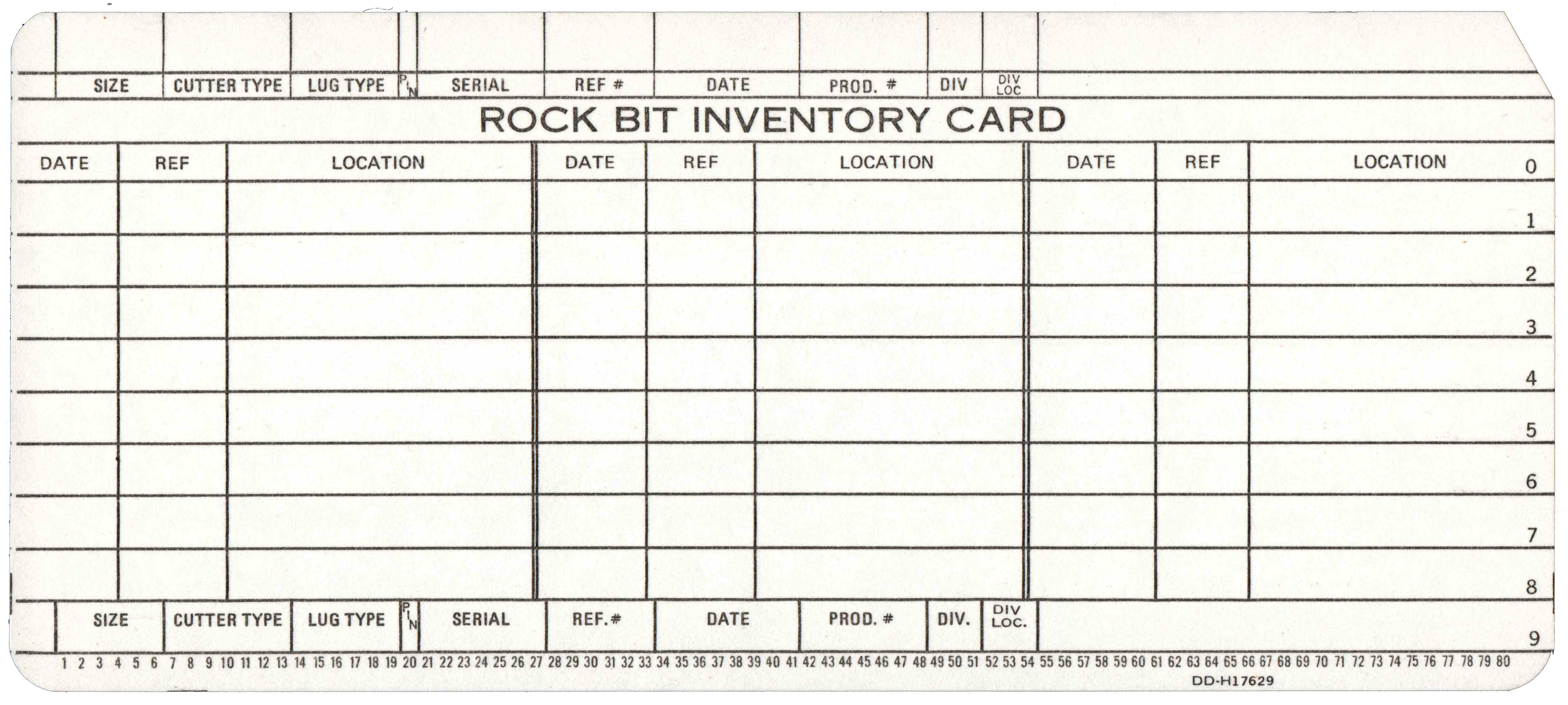 Front of an unpunched card