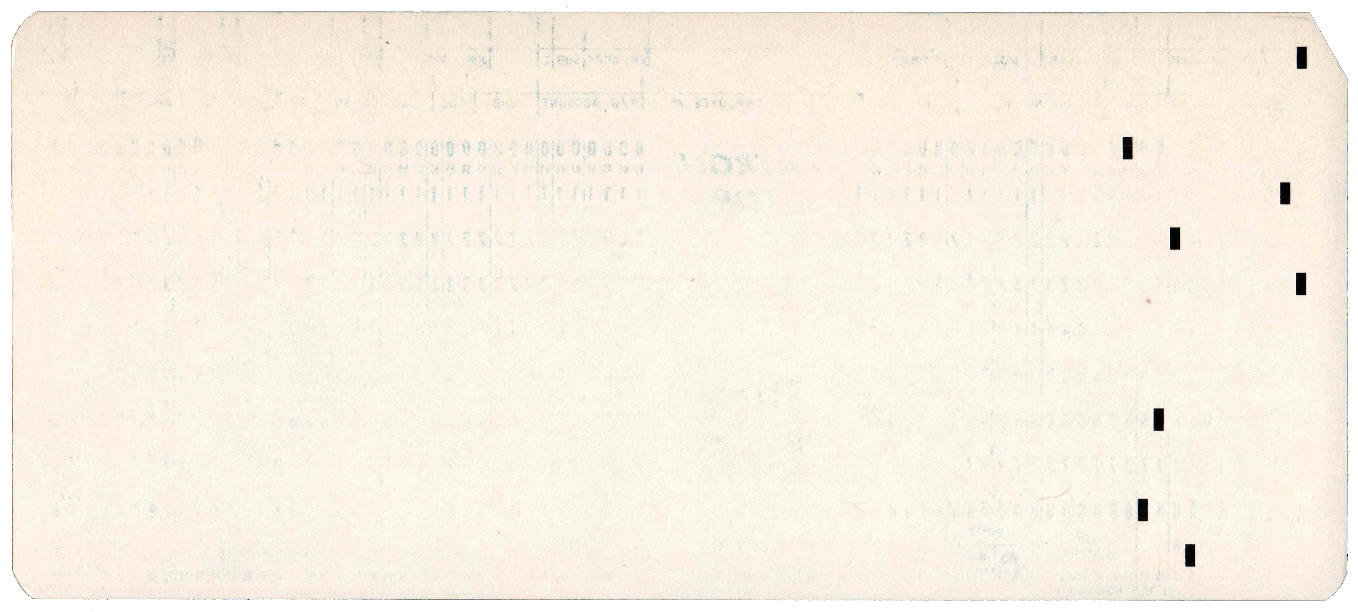 Back of a punched card