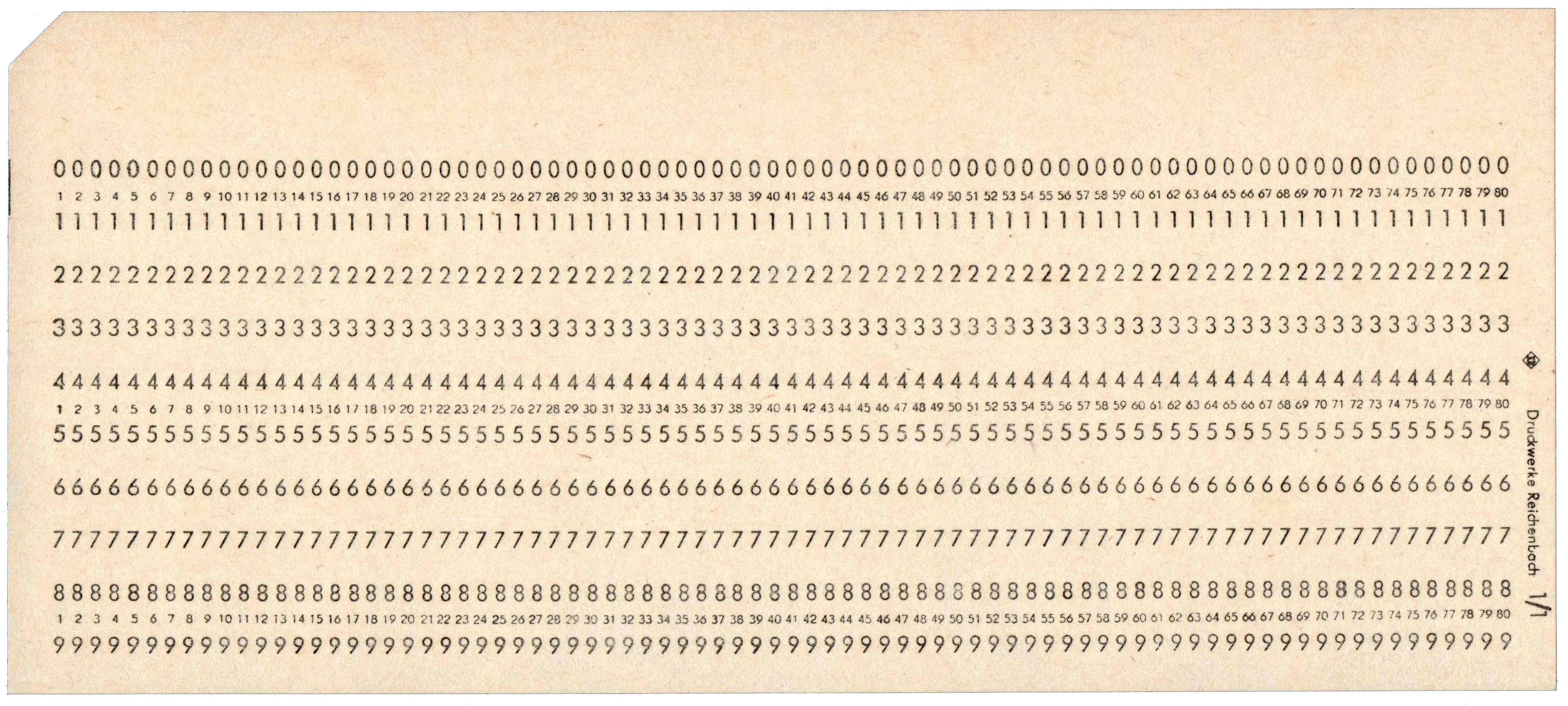 Front of an unpunched card