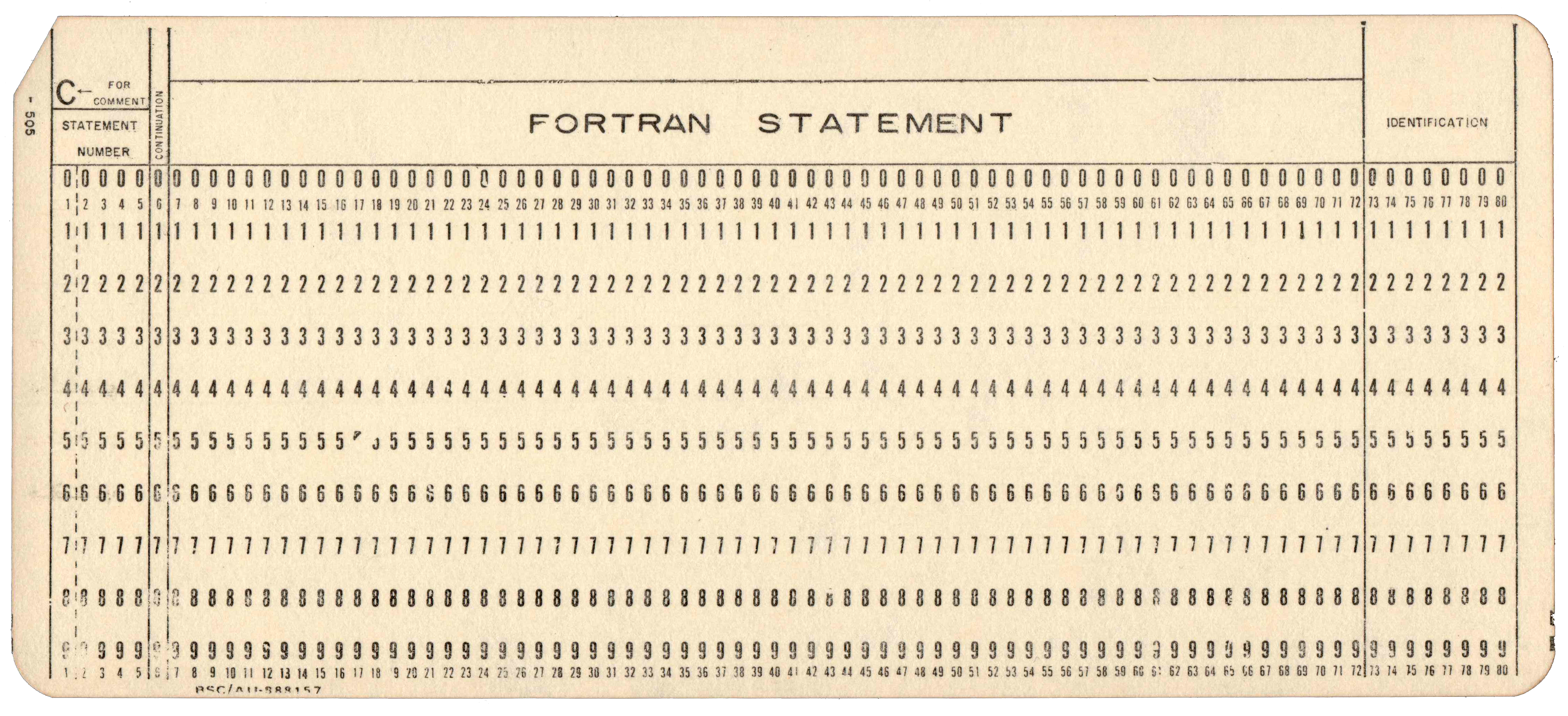 Front of an unpunched card