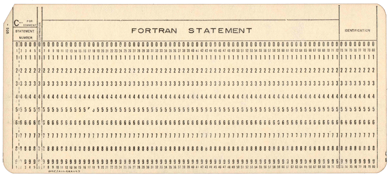 Front of an unpunched card