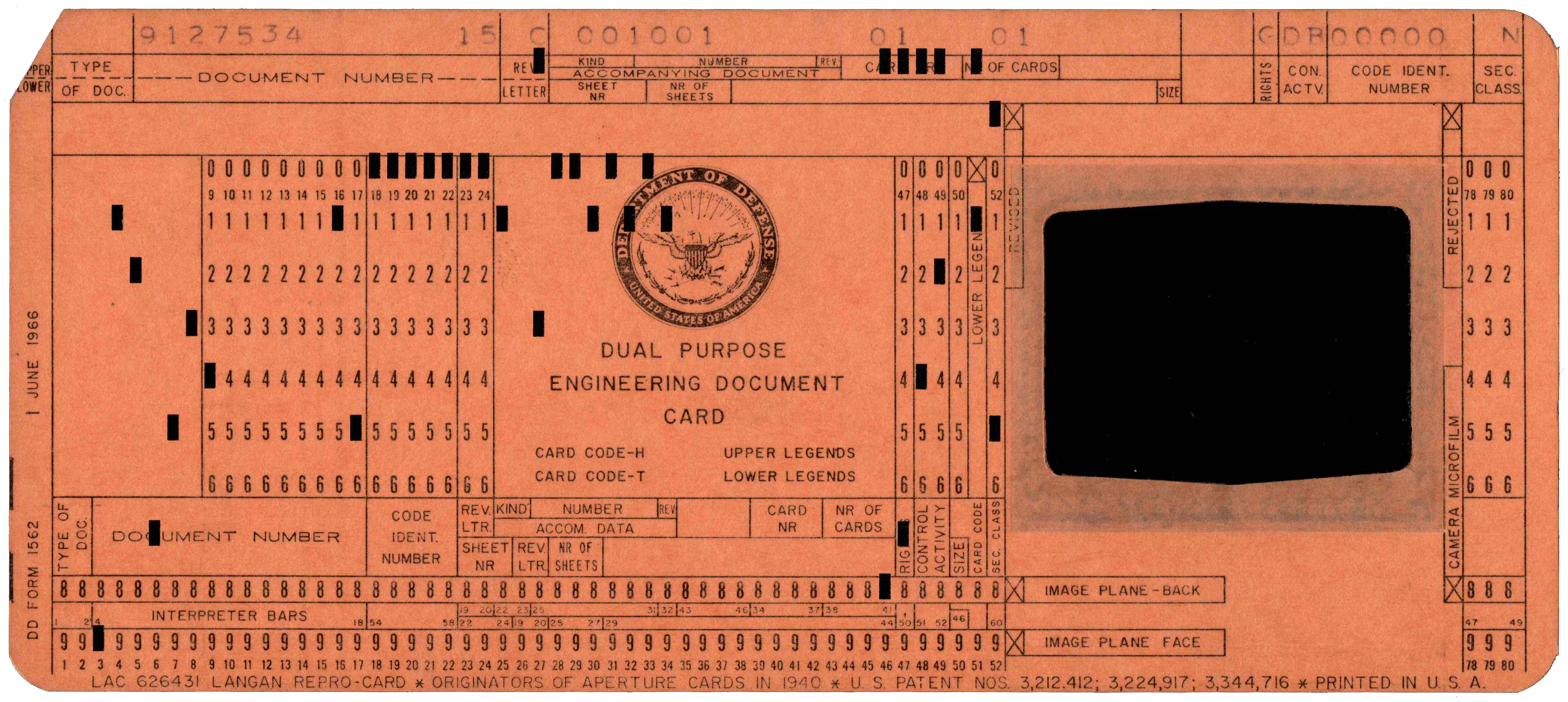 Front of a punched card