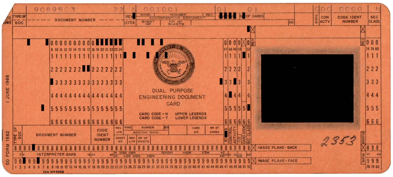 Front of a punched card