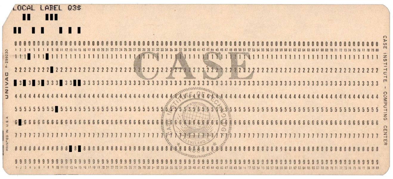 Front of a punched card