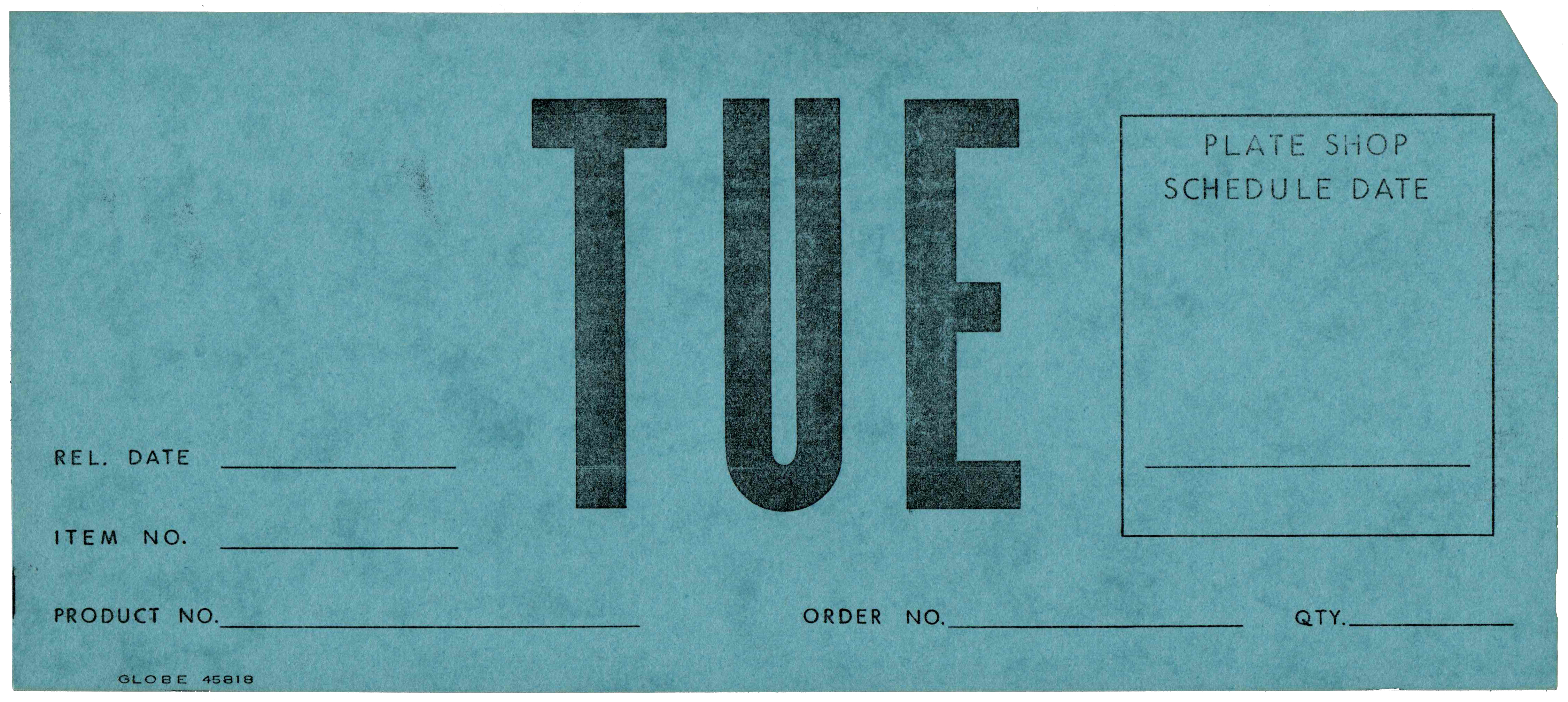 Front of a punched card