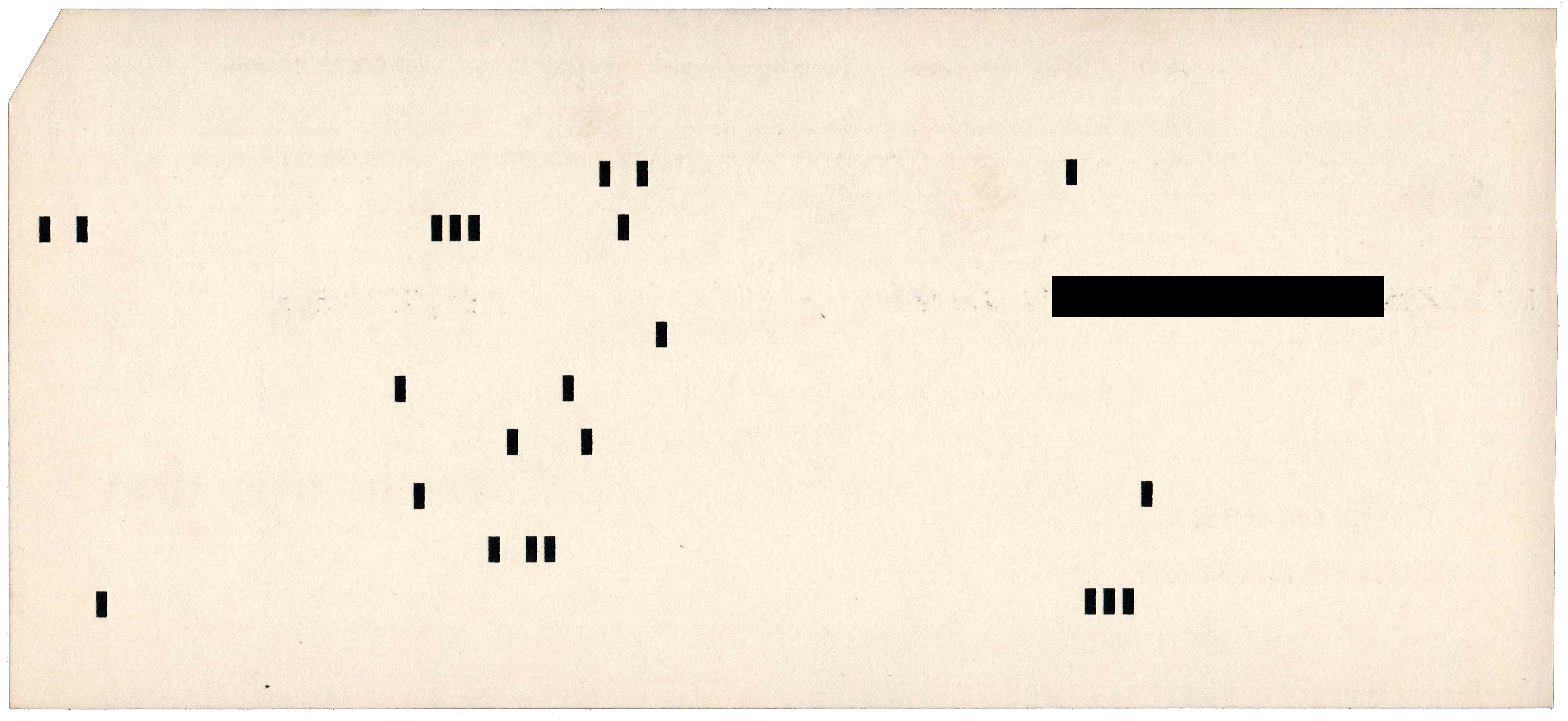 Back of a punched card