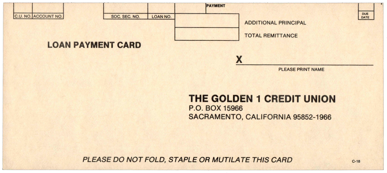 Front of an unpunched card