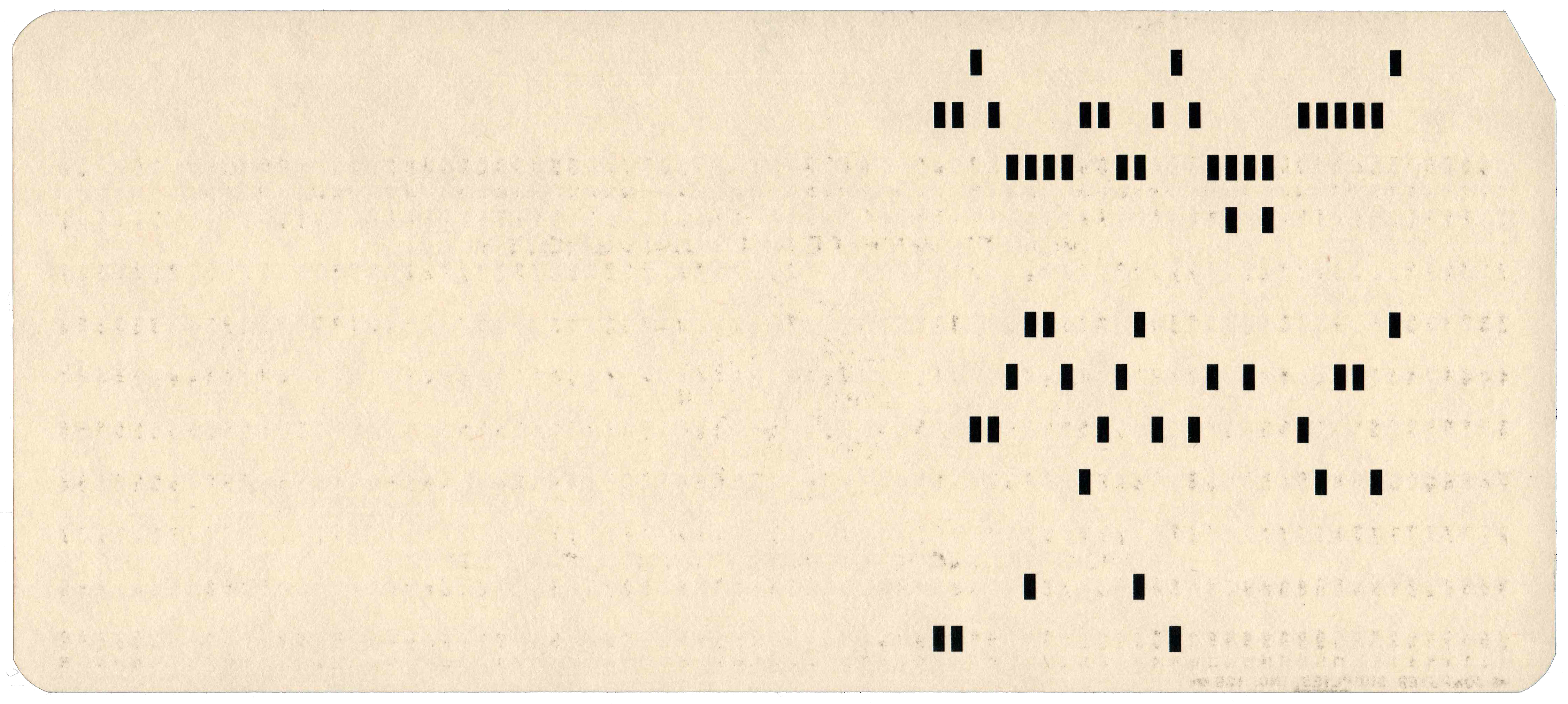 Back of a punched card