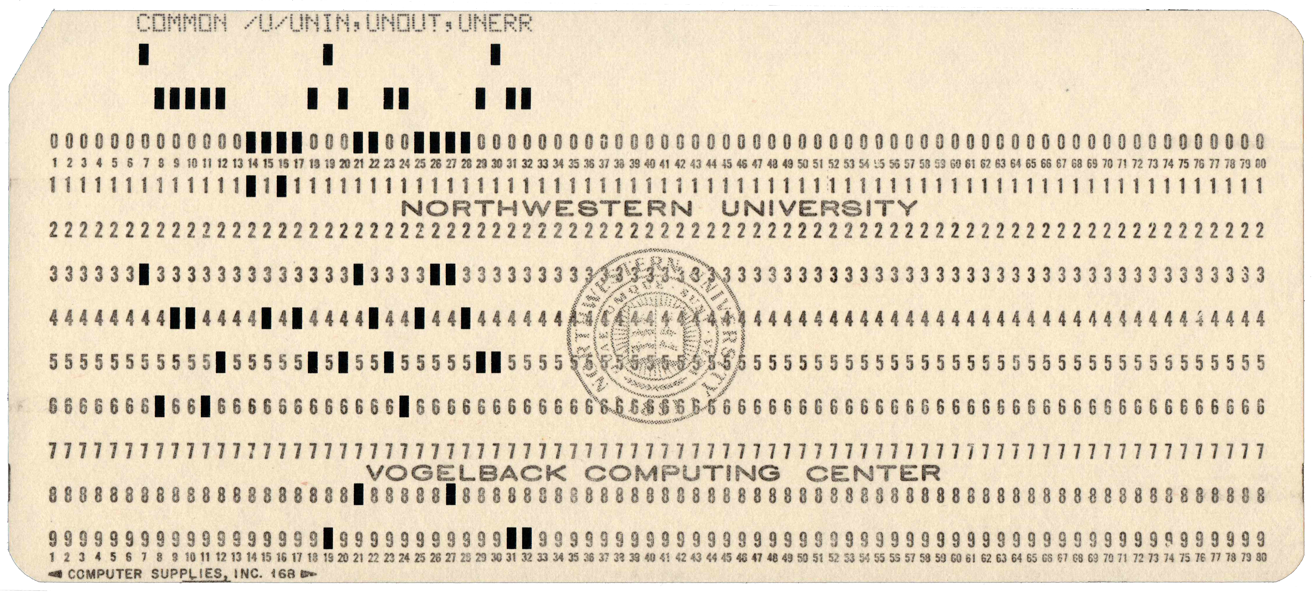 Front of a punched card