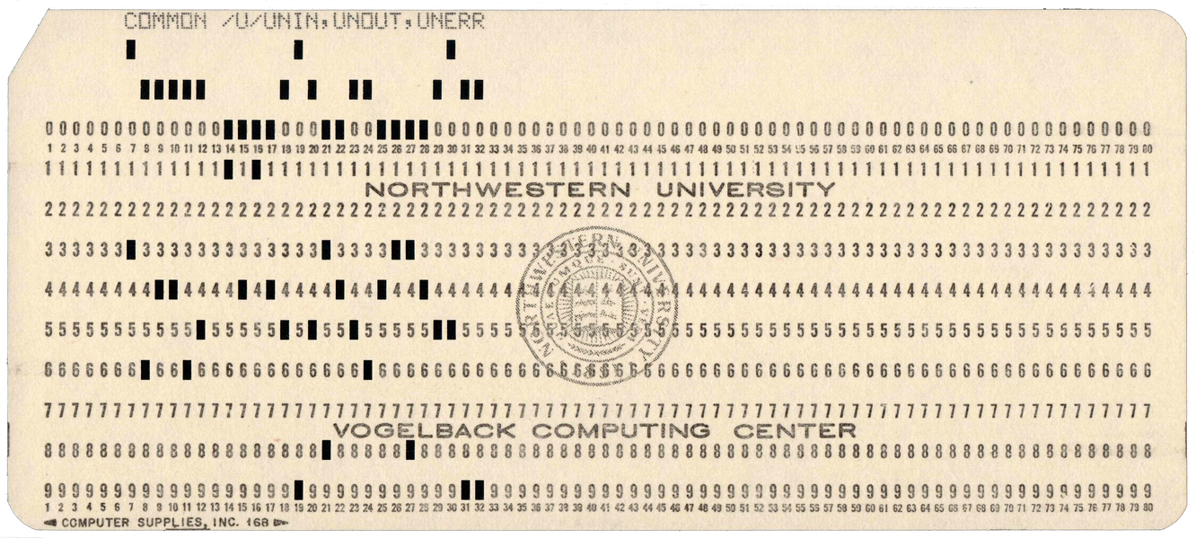 Front of a punched card