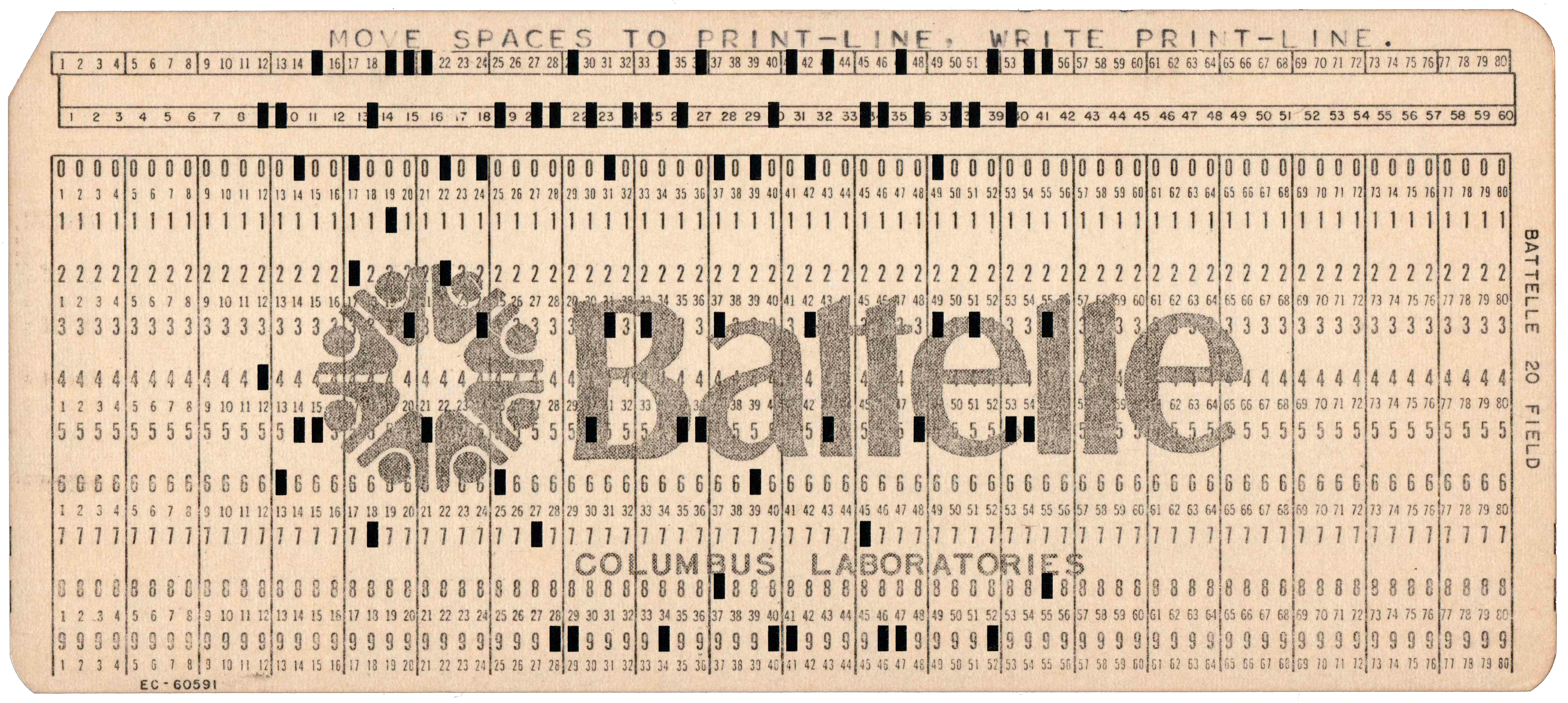 Front of a punched card