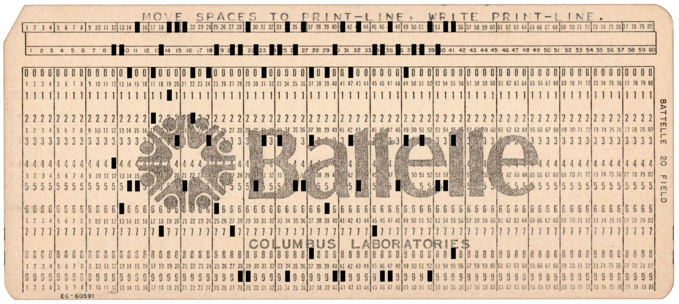 Front of a punched card