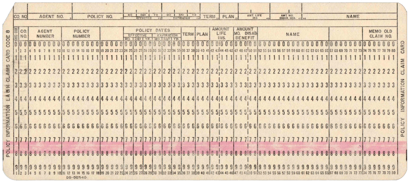 Front of an unpunched card