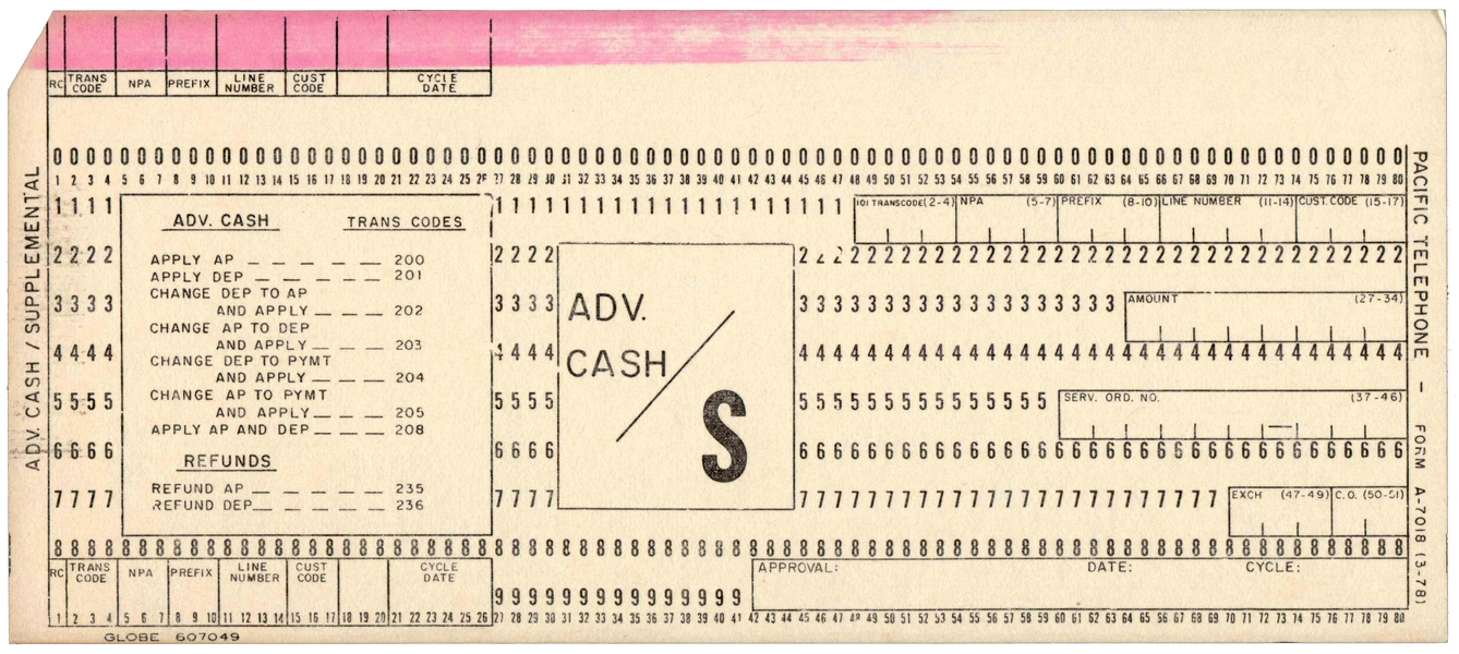 Front of an unpunched card