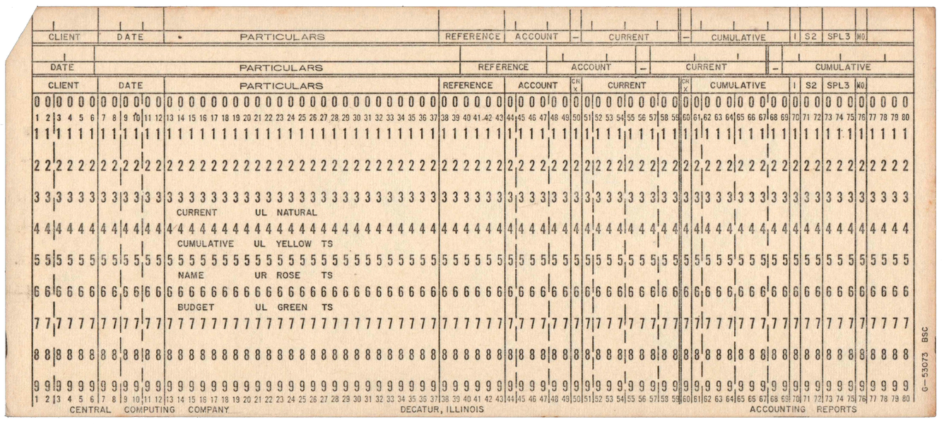 Front of an unpunched card