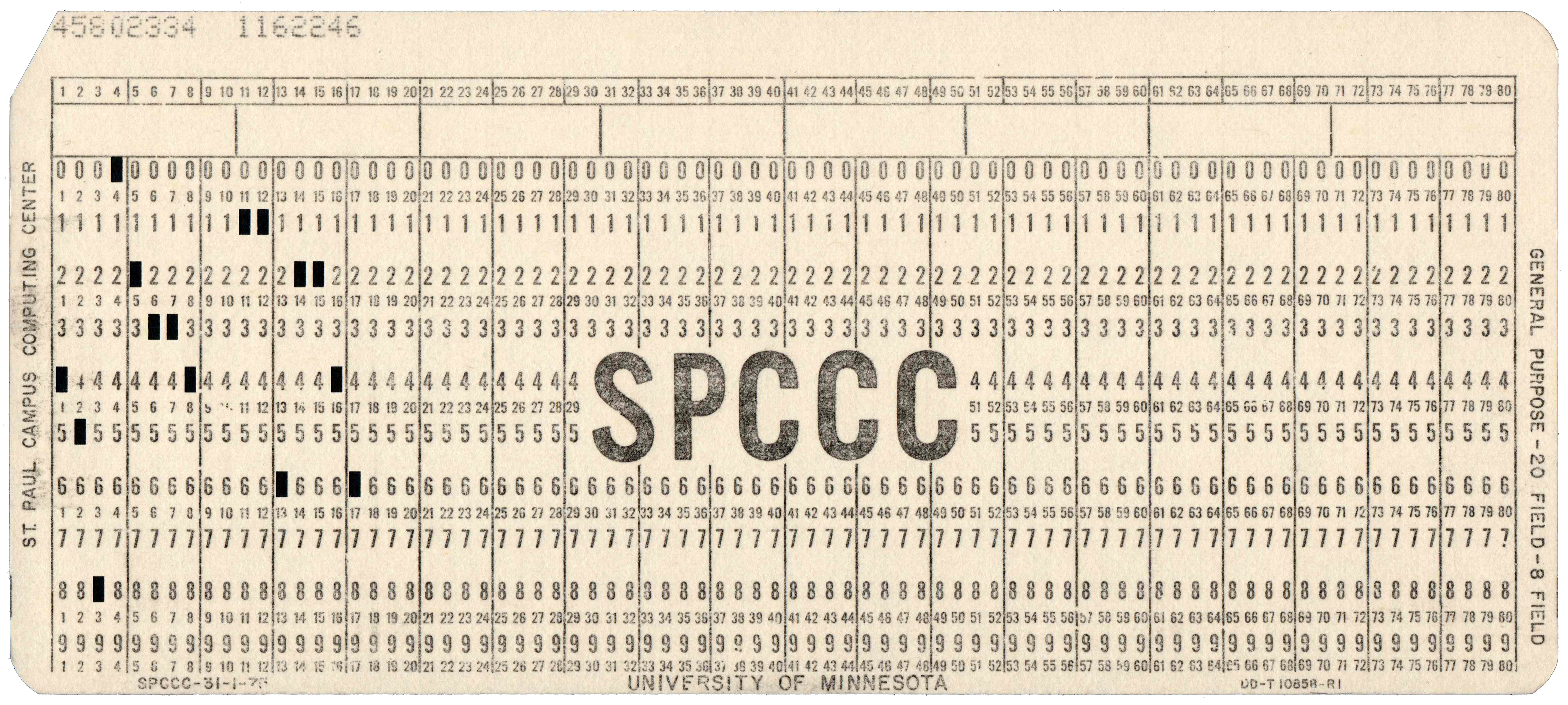Front of a punched card
