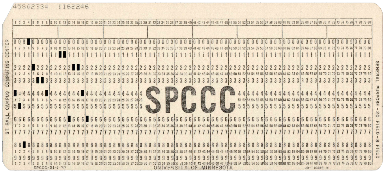 Front of a punched card