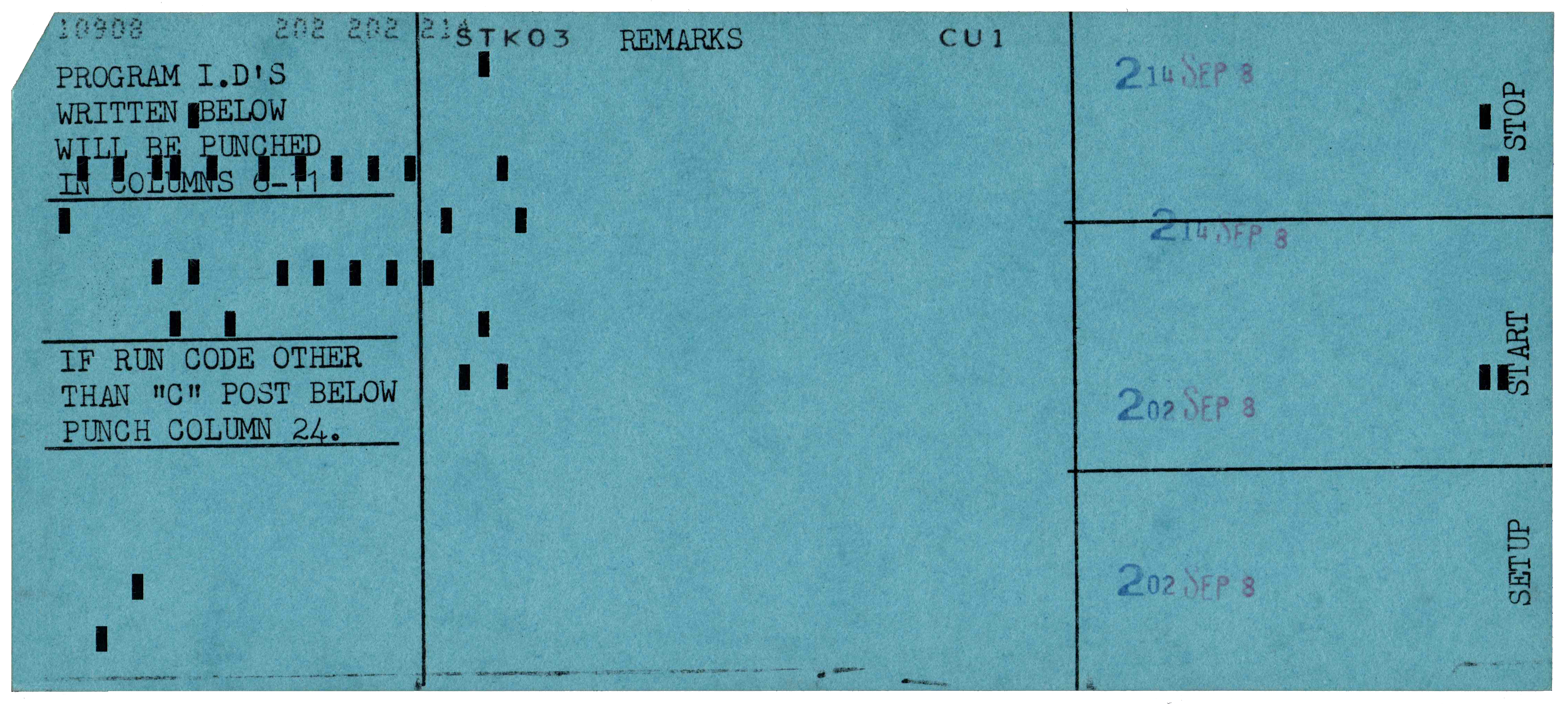 Back of a punched card