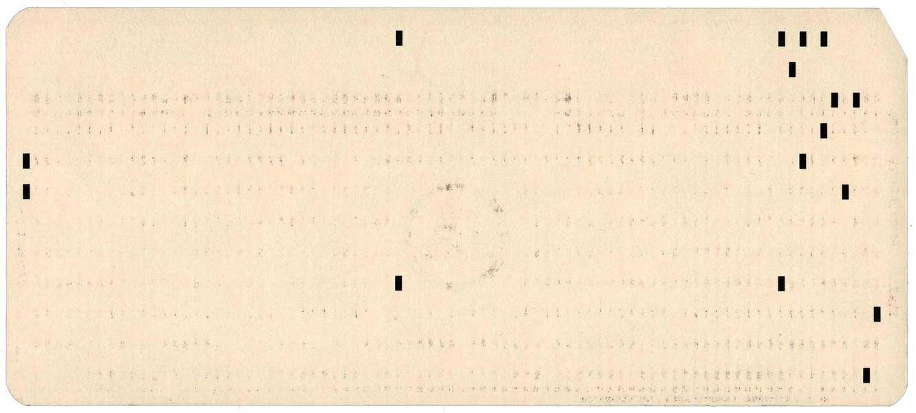 Back of a punched card