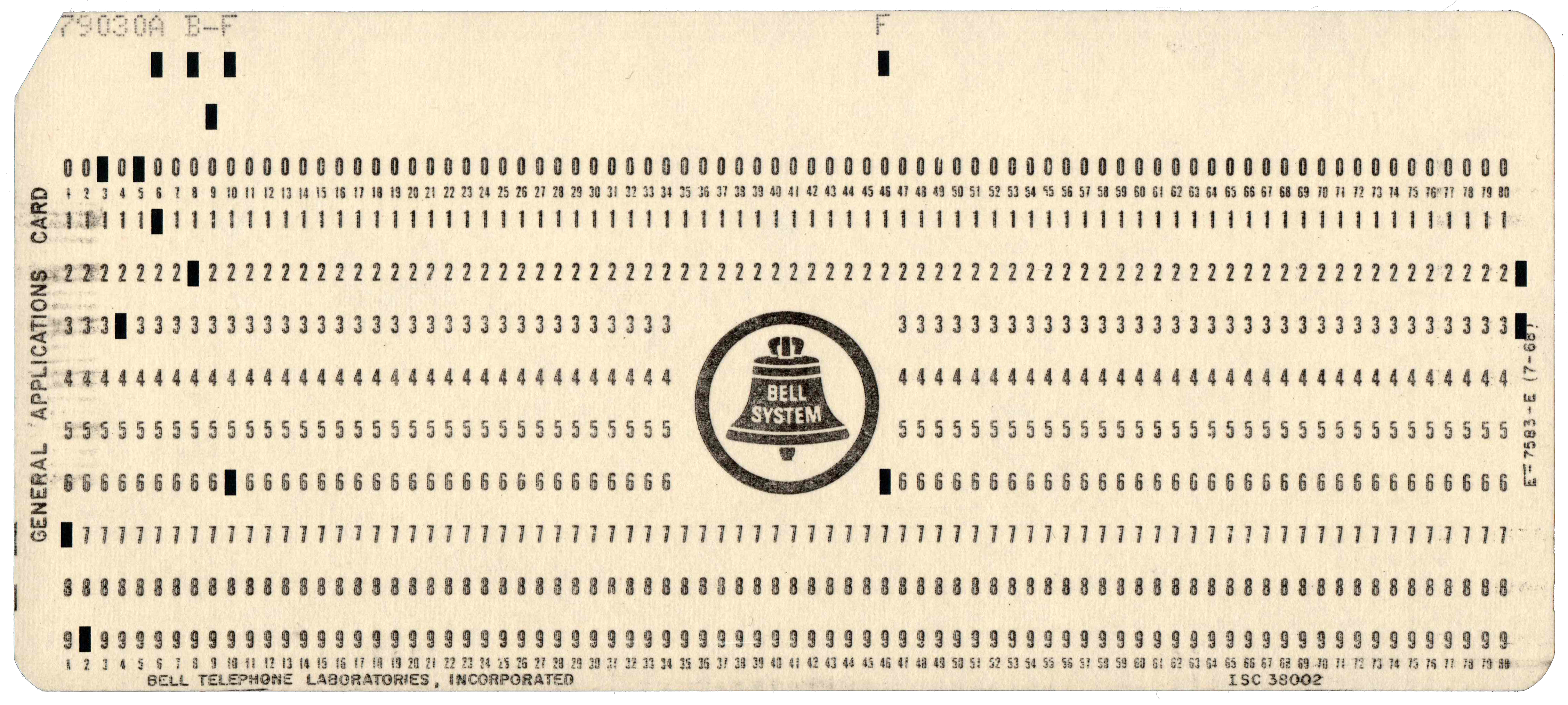Front of a punched card