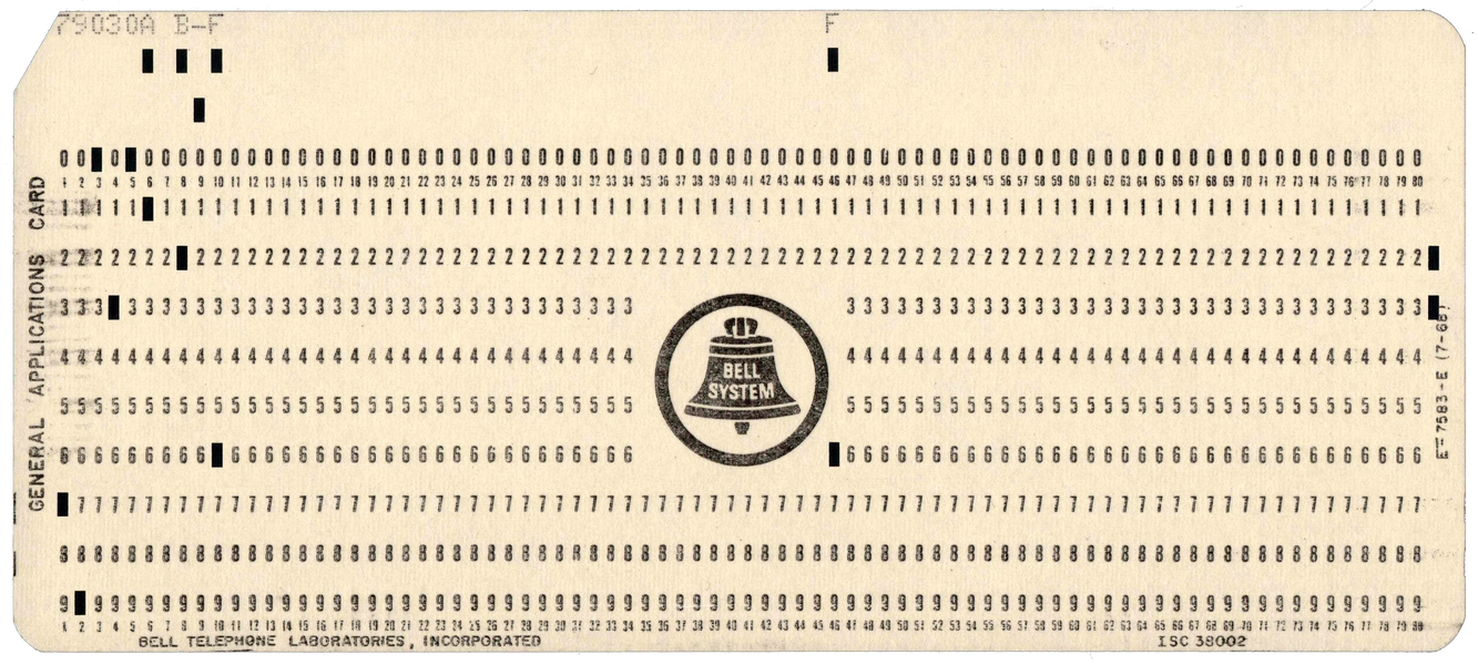 Front of a punched card