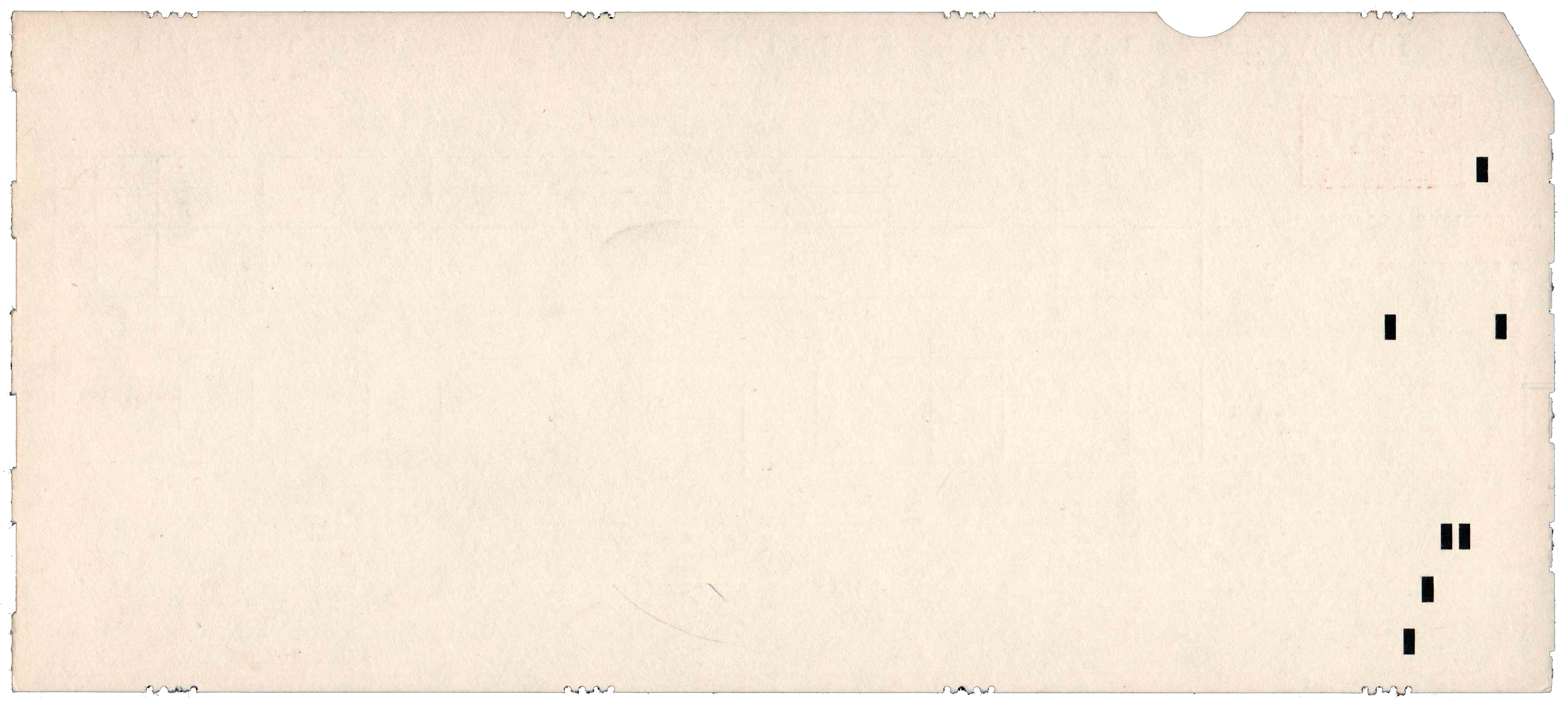 Back of a punched card