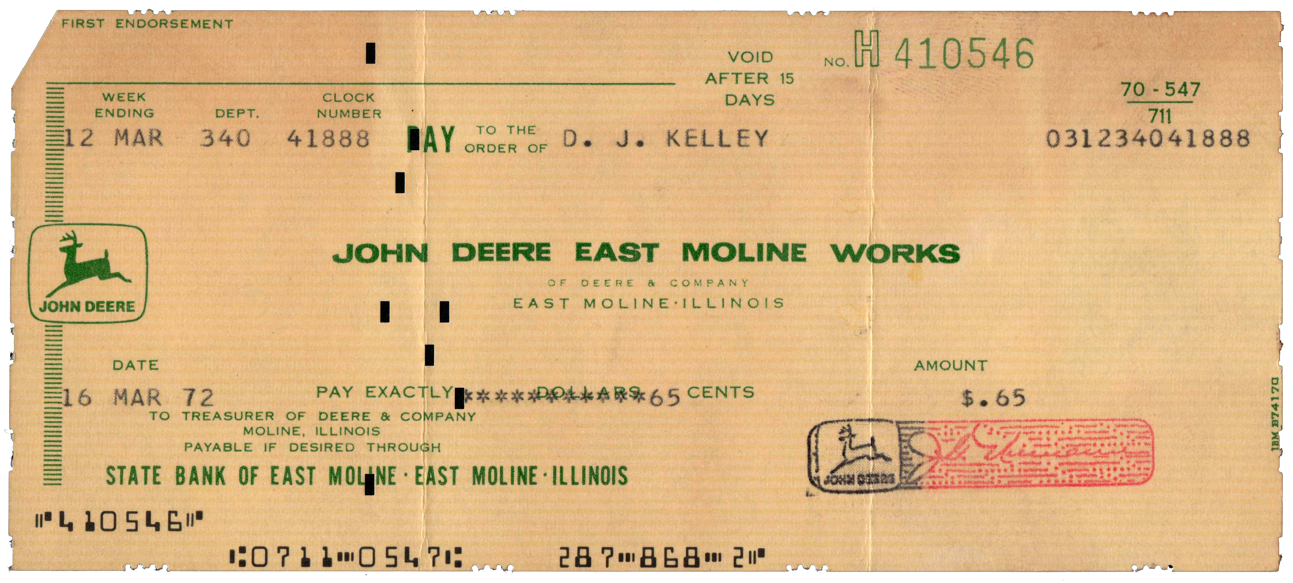 Front of a punched card