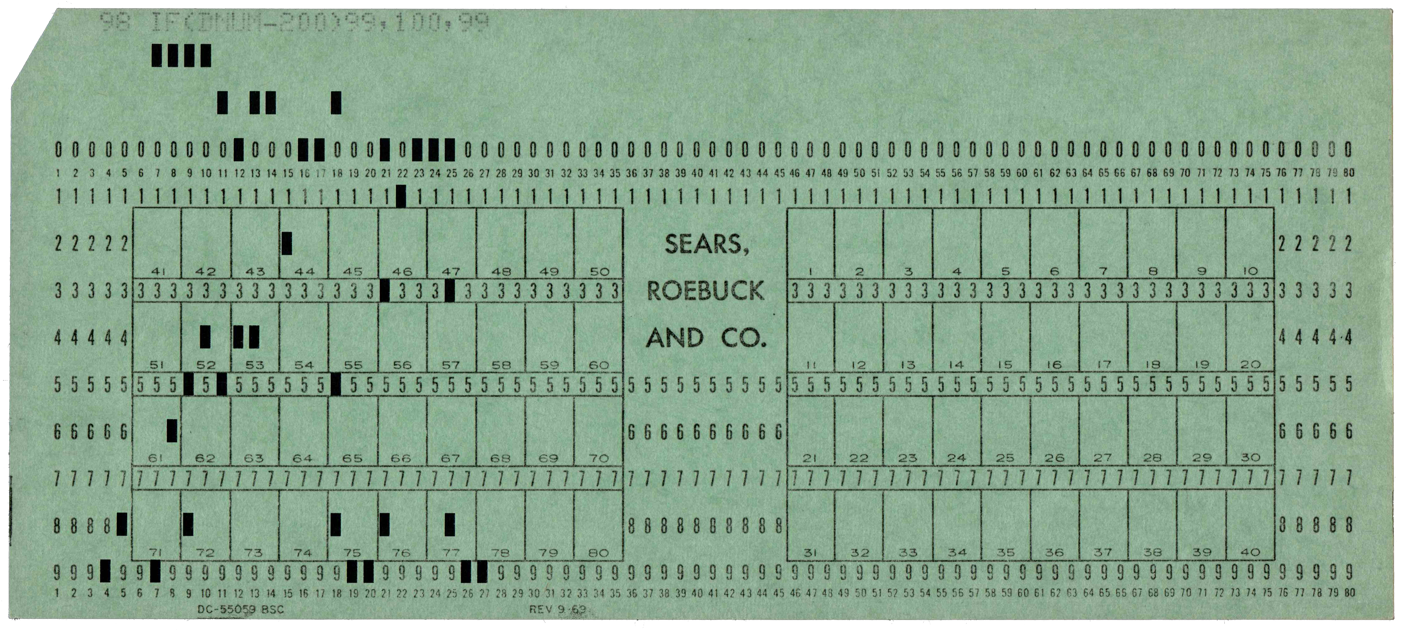 Front of a punched card