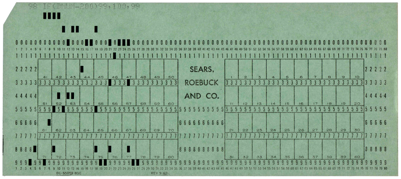 Front of a punched card