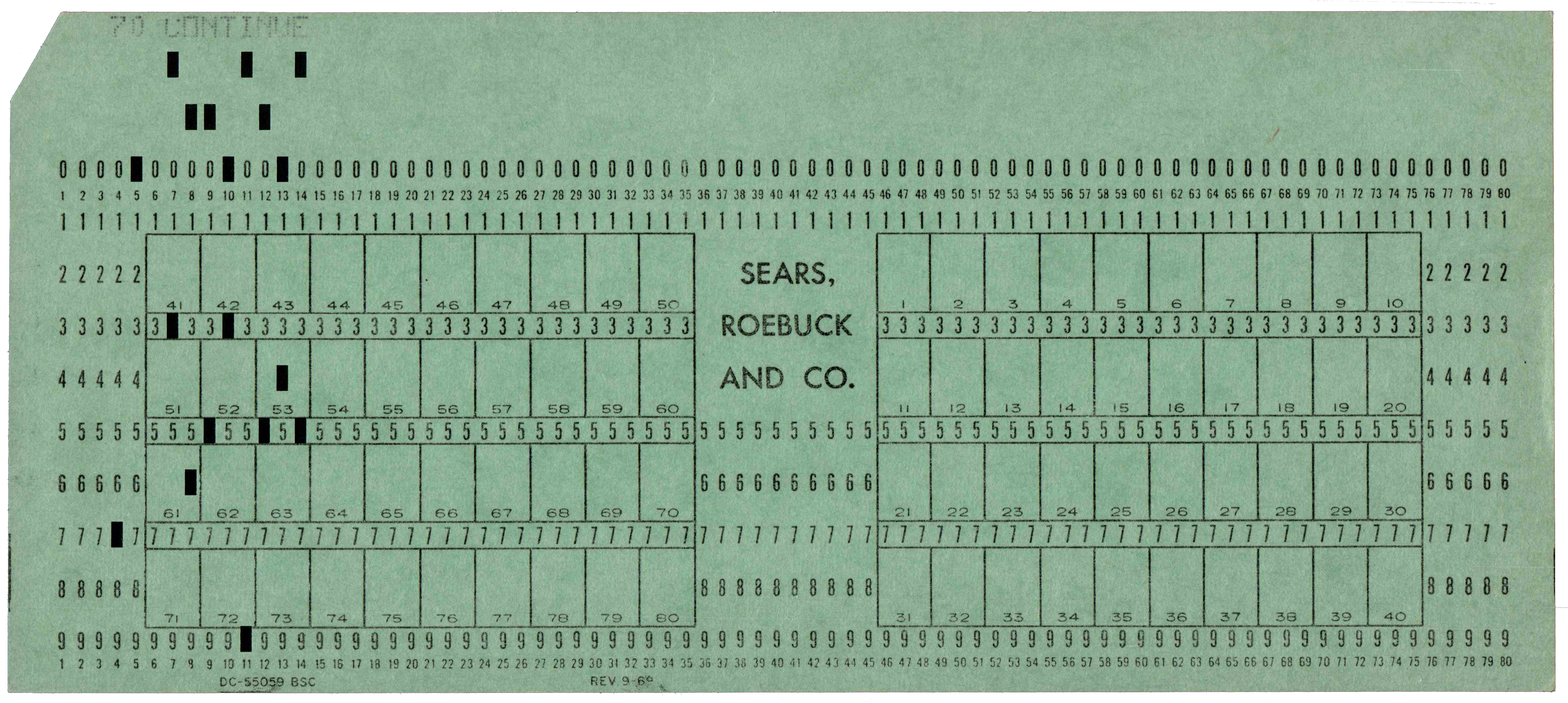 Front of a punched card