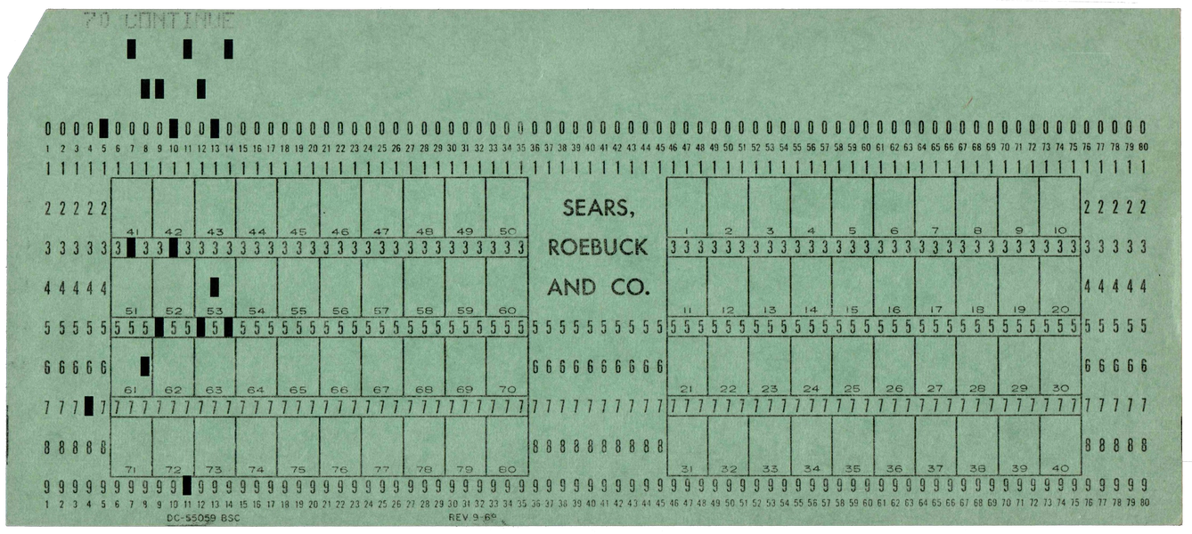 Front of a punched card