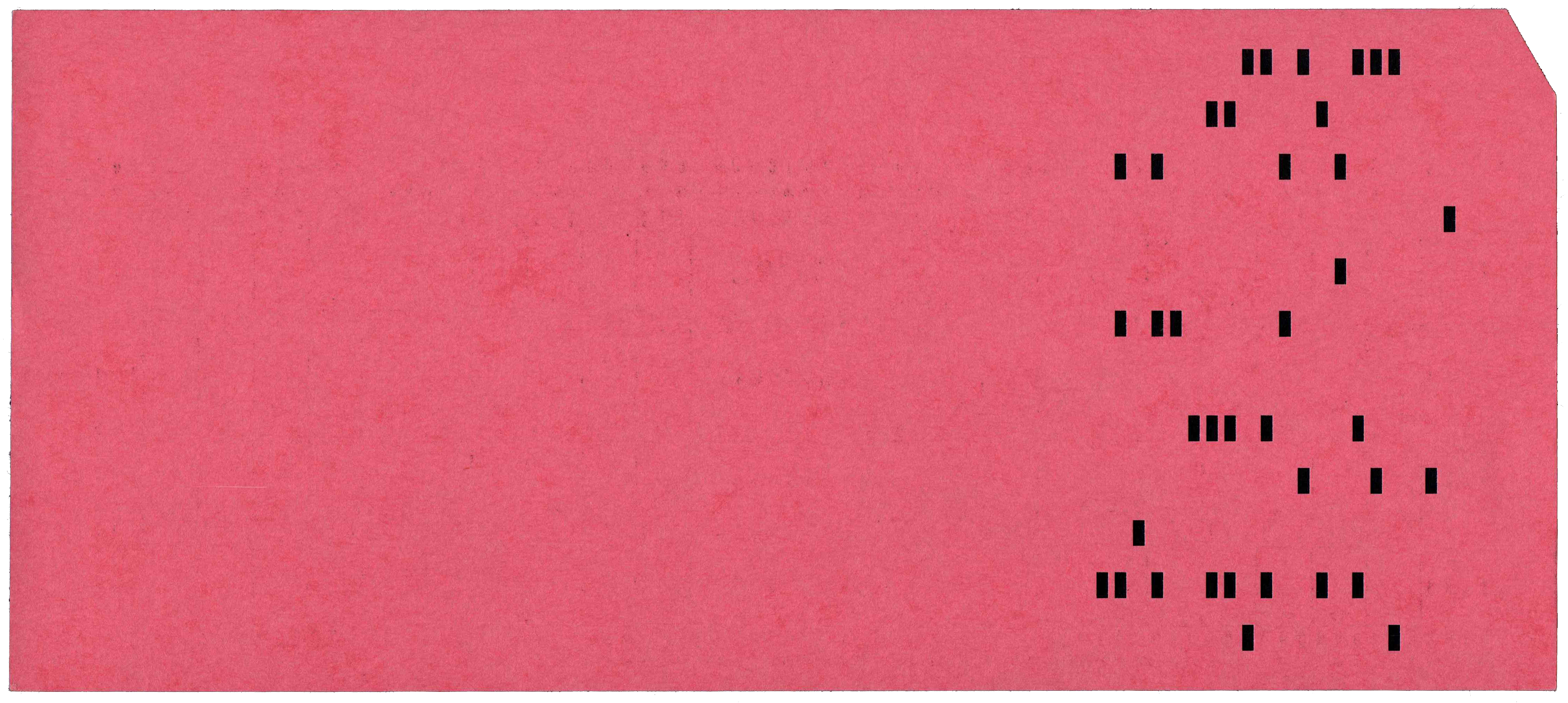 Back of a punched card