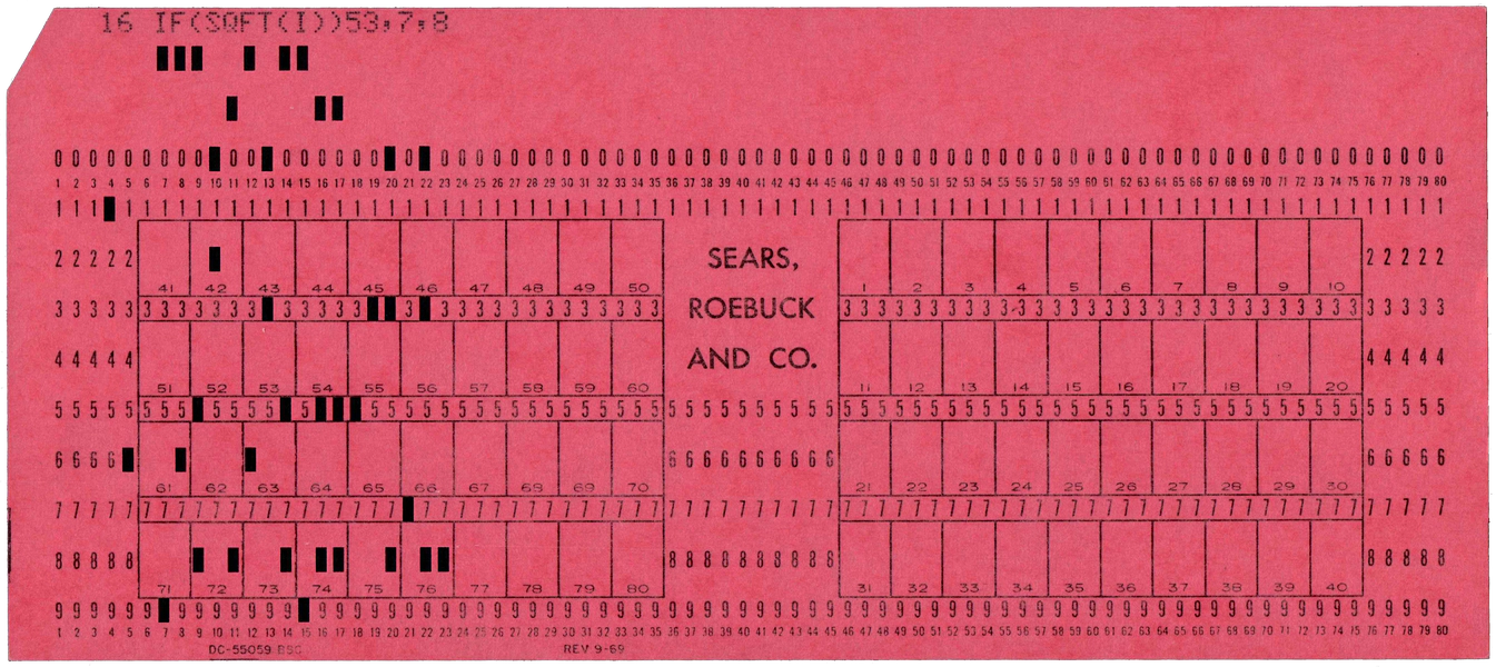 Front of a punched card