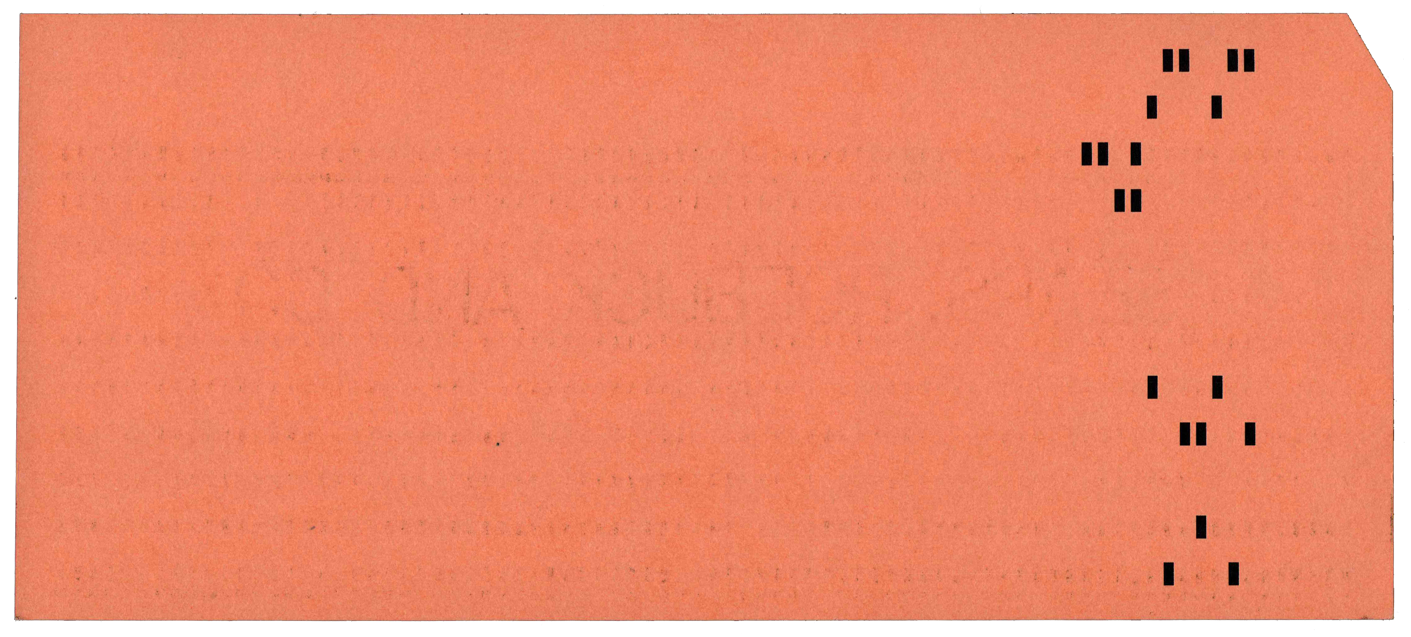 Back of a punched card