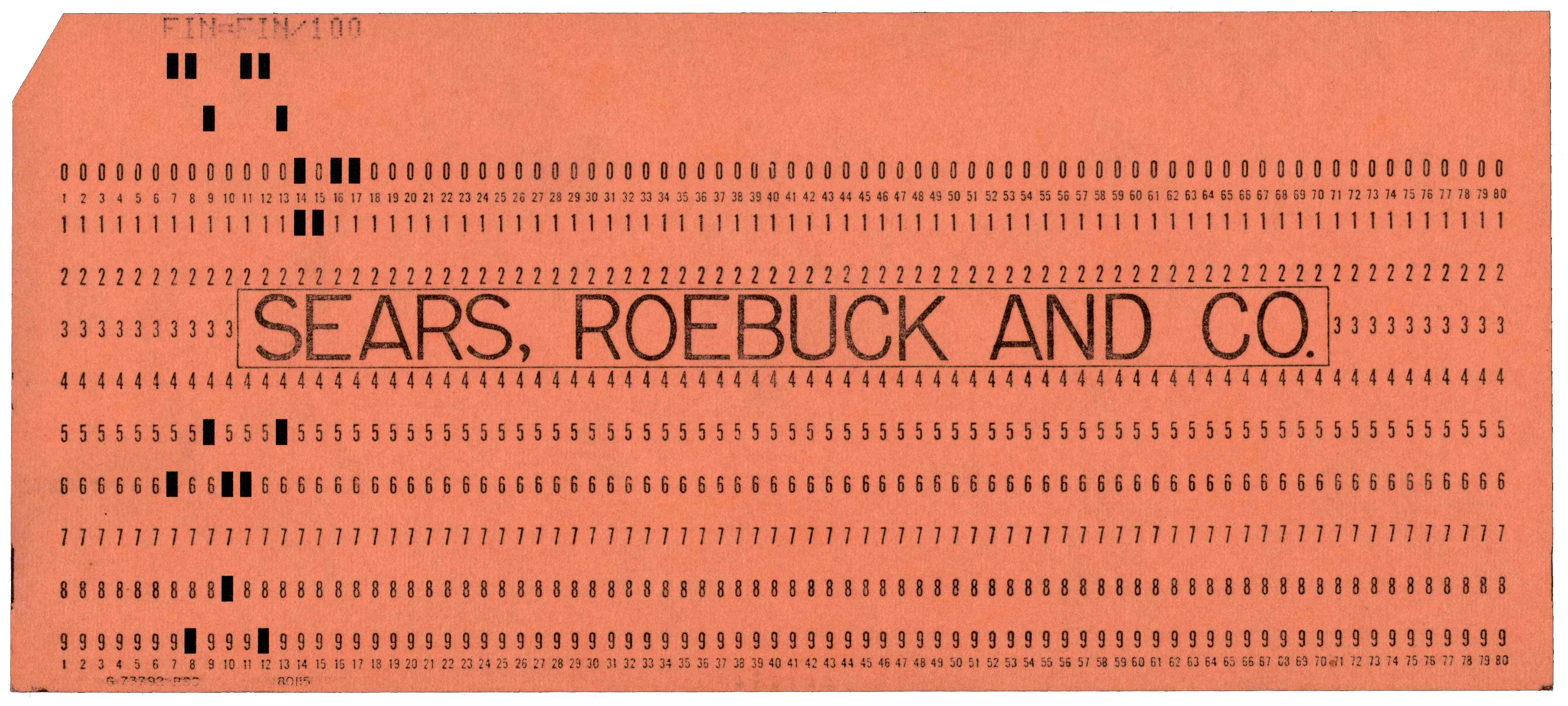 Front of a punched card