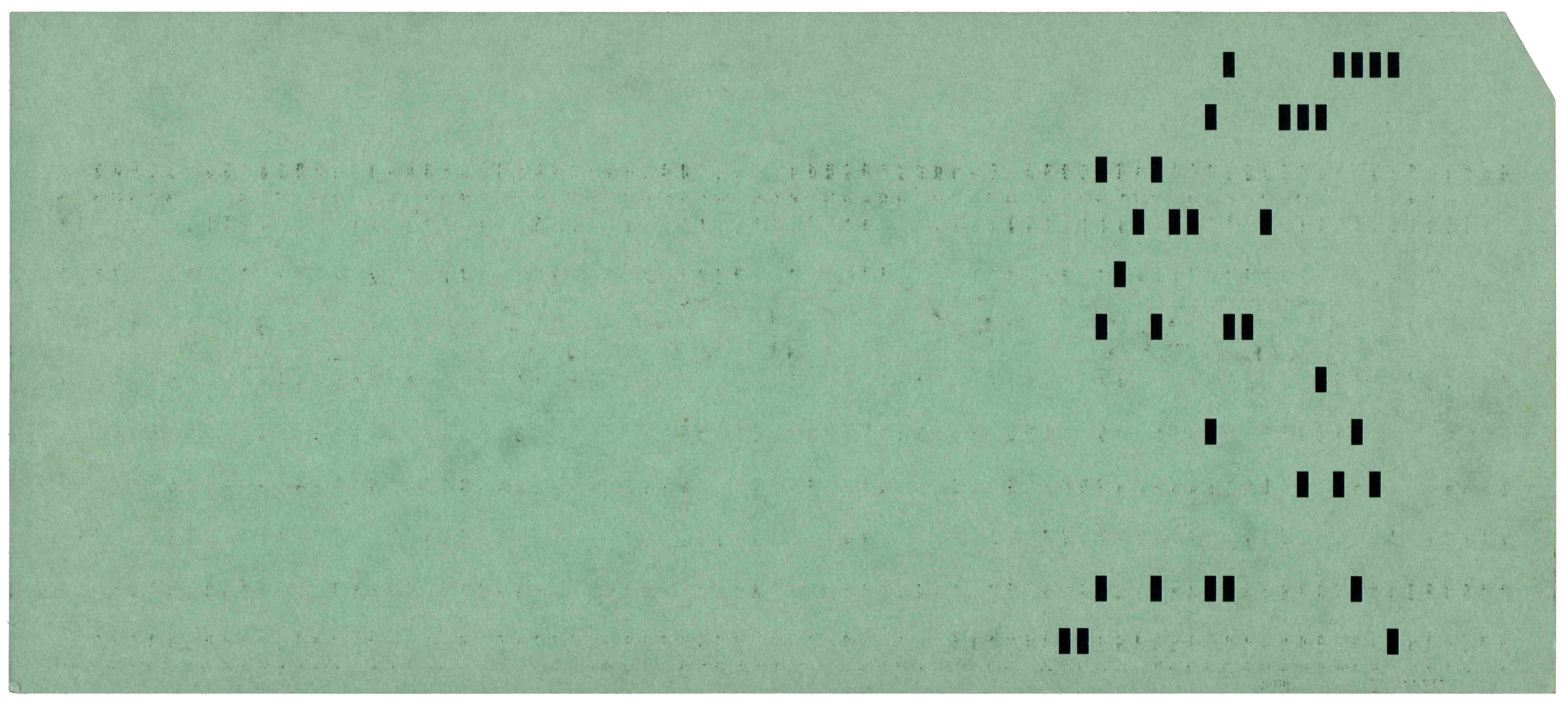 Back of a punched card
