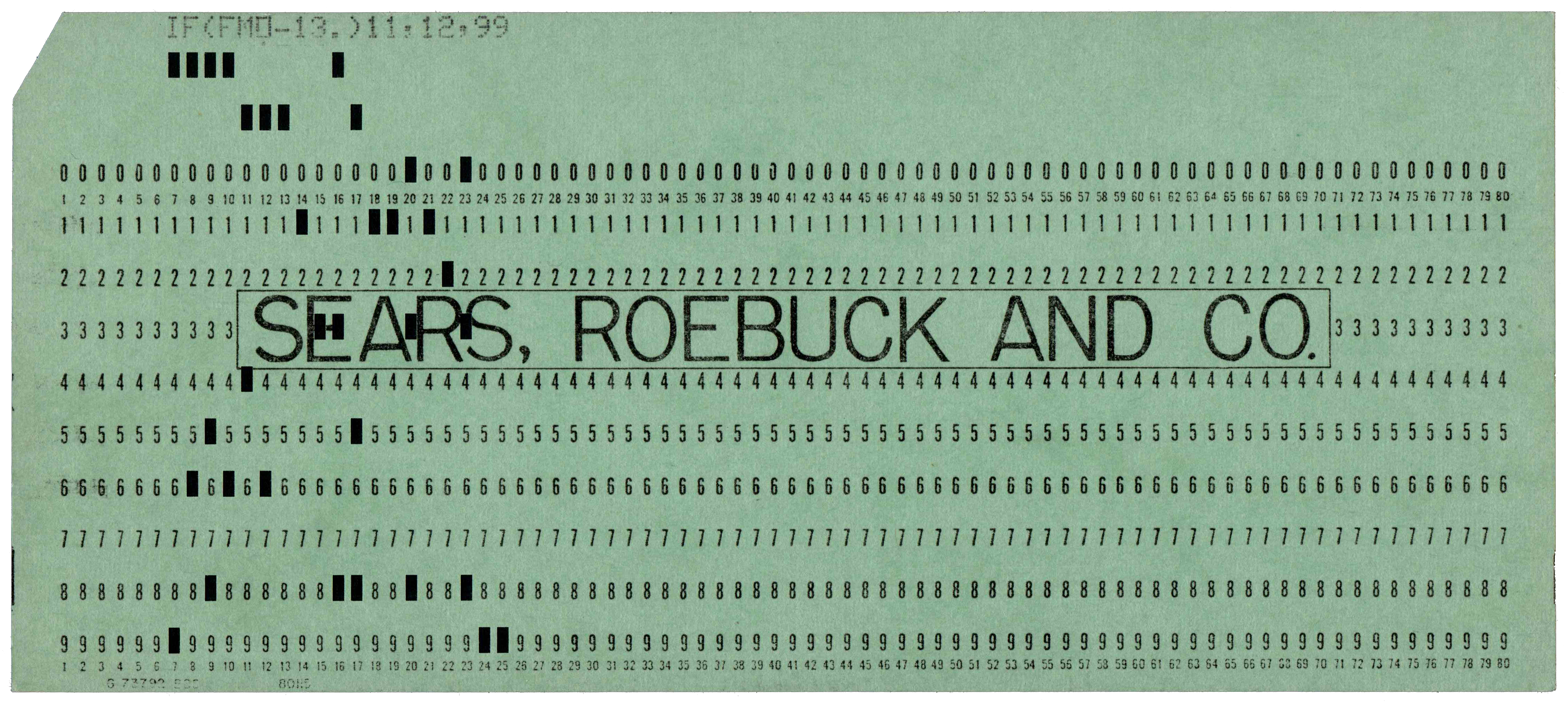 Front of a punched card
