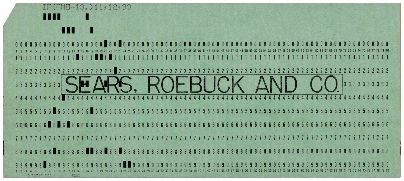 Front of a punched card