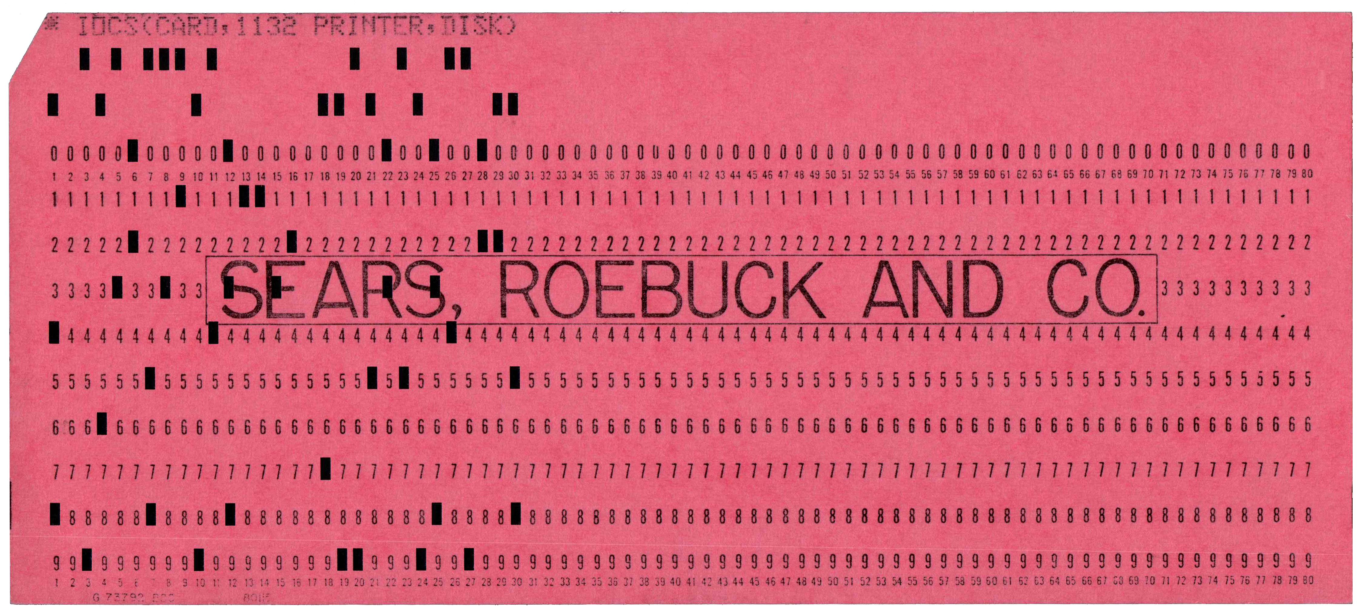 Front of a punched card