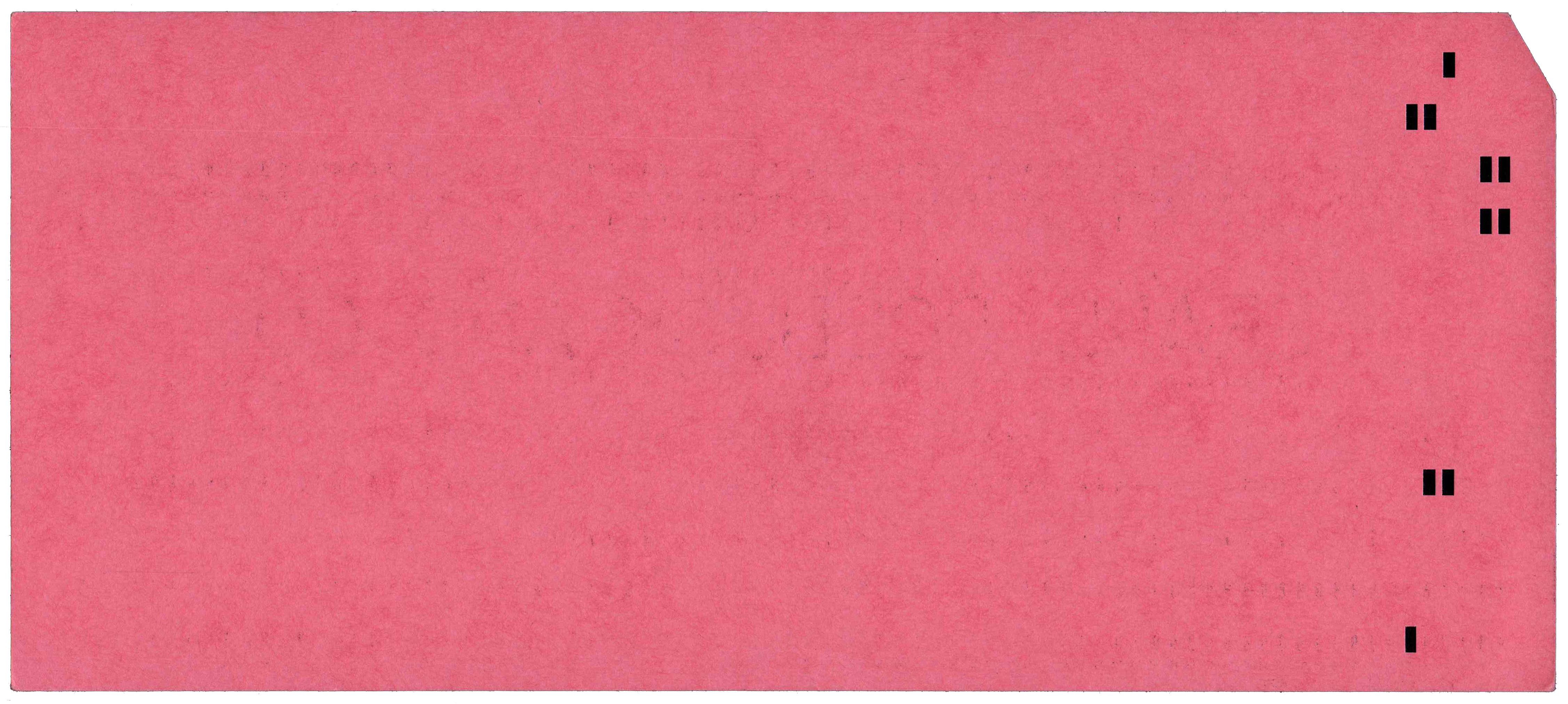 Back of a punched card