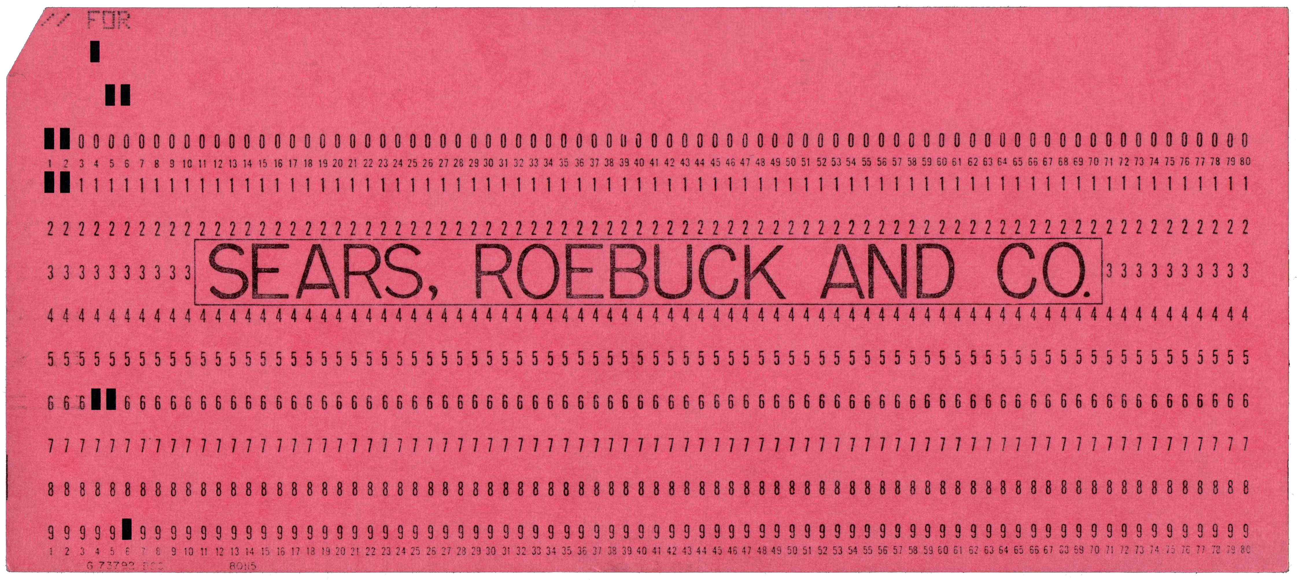 Front of a punched card
