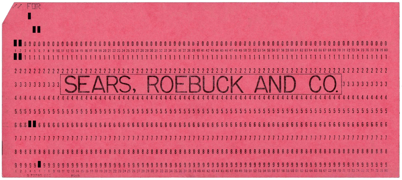 Front of a punched card