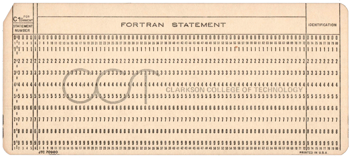 Front of an unpunched card