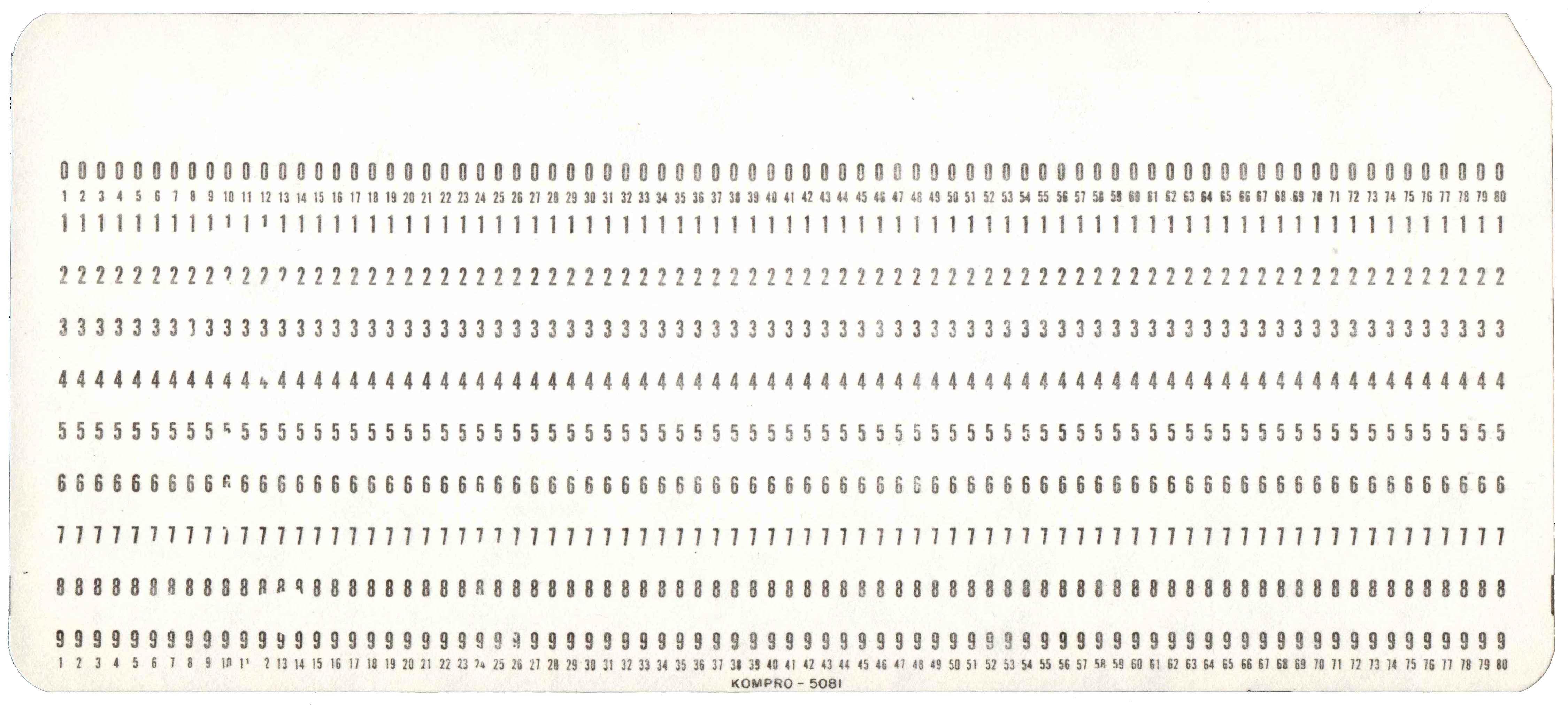 Front of an unpunched card