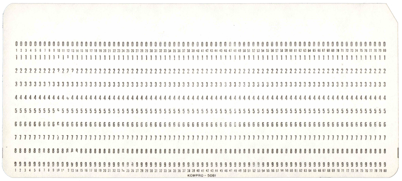 Front of an unpunched card